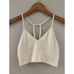 Anthropologie Ivory Ribbed Seamless Bralette XXS/XS V-Neck Racerback OB1739178
